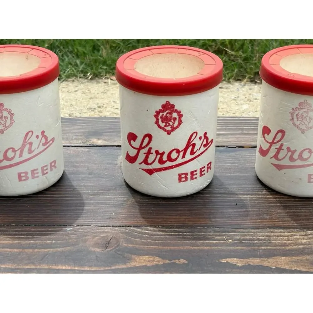 Vintage Stroh's Styrofoam Can Coolers - Set of 5